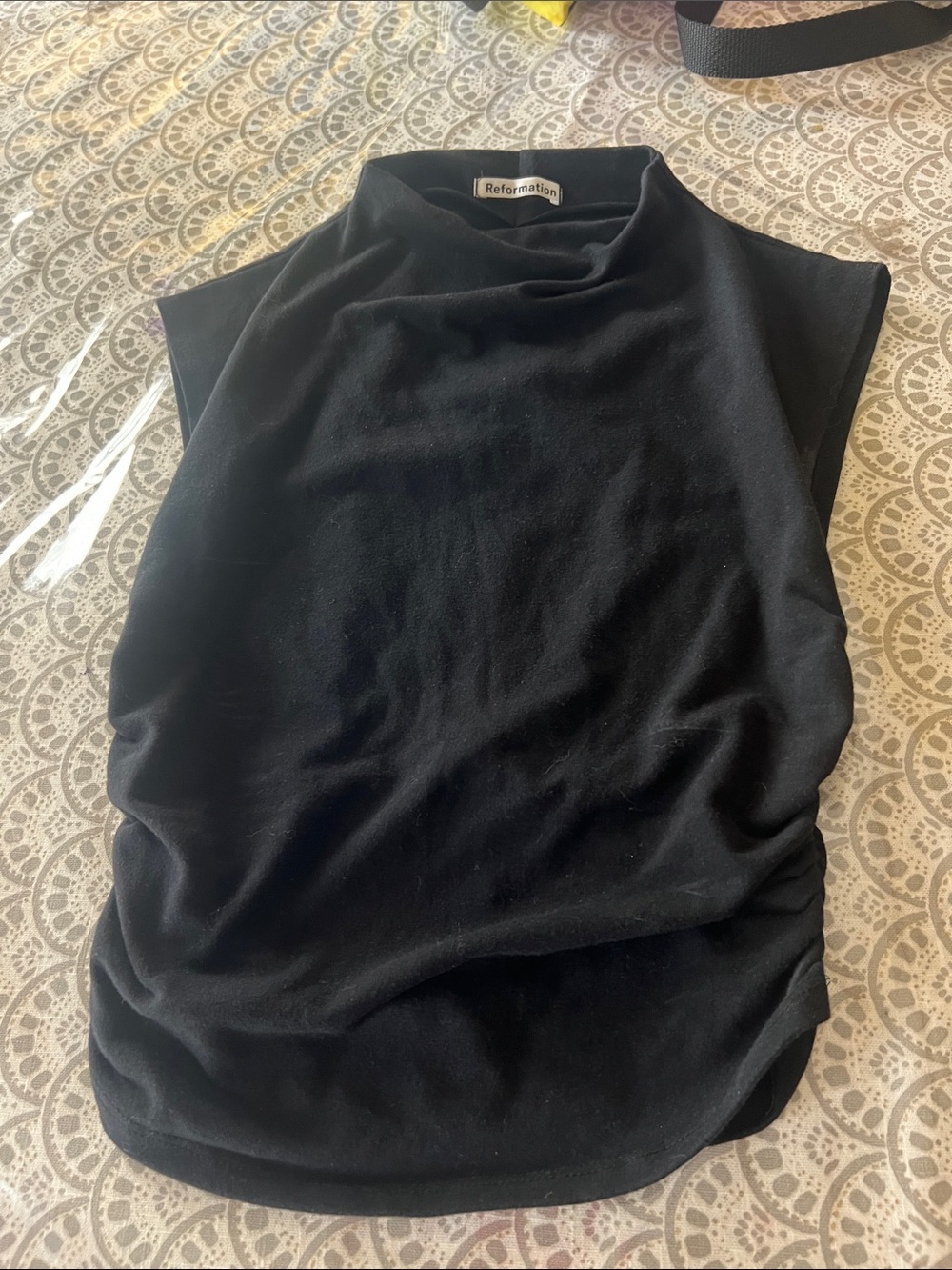Reformation Black Sleeveless Mock Neck Camisole